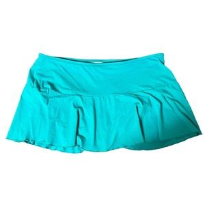 Lands' End Womens Comfort Waist Swim Skirt Size 16 Teal Blue Built-In Brief